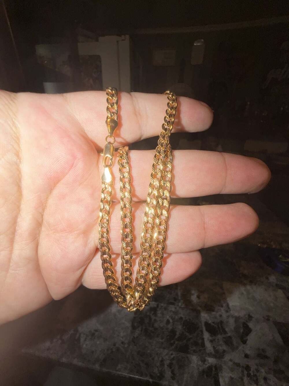 20 inch Textured Curb Link Chain 14k pvd plated